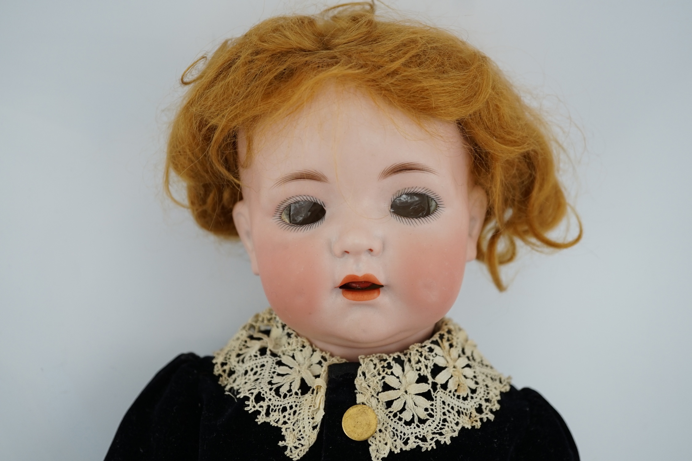 A K&R Kammer & Reinhart /S & H bisque 121 head doll on toddler body, with vintage shoes and socks, 49cm, in excellent condition, eyes detached in head, not broken